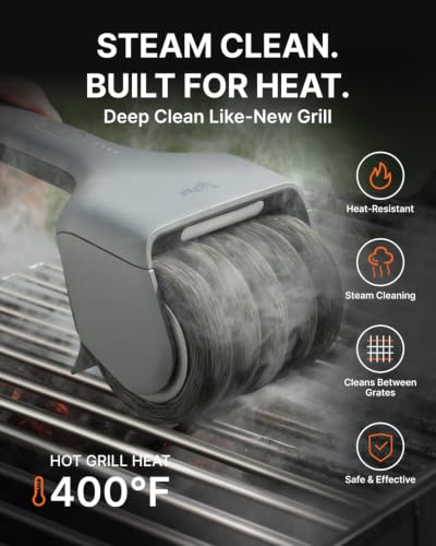 Bristle-Free Design 90W High-Torque Motor | Steam Deep Cleaning | Ergonomic Long Handle | USB-C Rechargeable | LED Light & Scrape