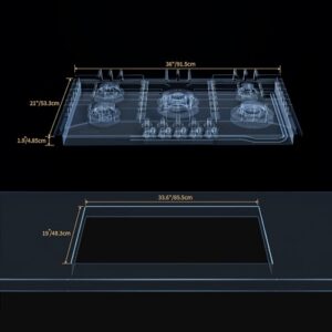 Stainless Steel                                                          Built in Gas Stovetop 36 Inch