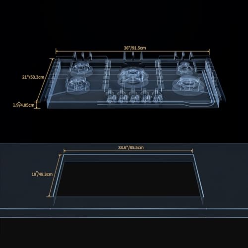 Stainless Steel                                                          Built in Gas Stovetop 36 Inch