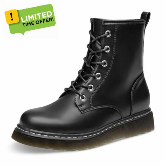 Athlefit Women's Lace-Up Low Platform Combat Ankle Boots                                                          1.38-Inches Low Heel