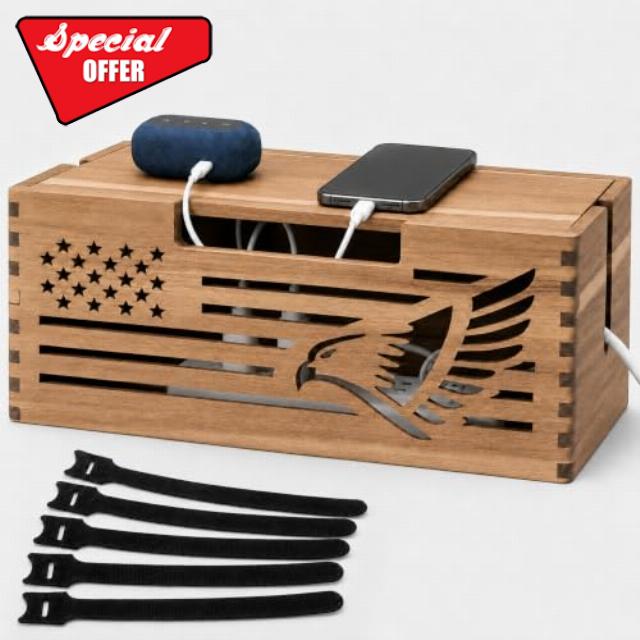Acacia Wood Cable Management Box