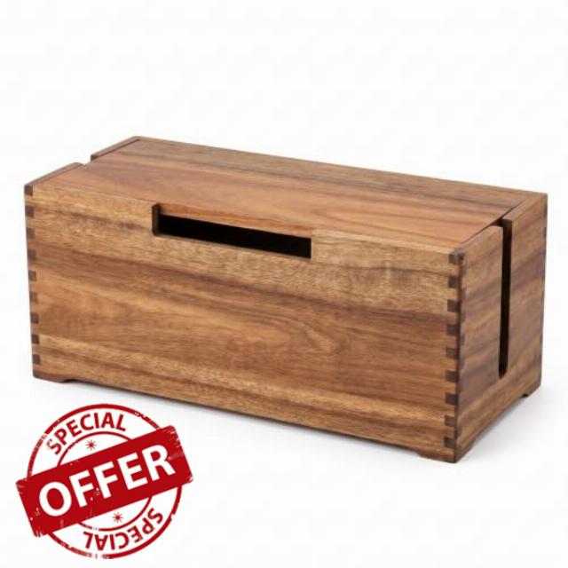 Donfri Acacia Wood Cable Box
