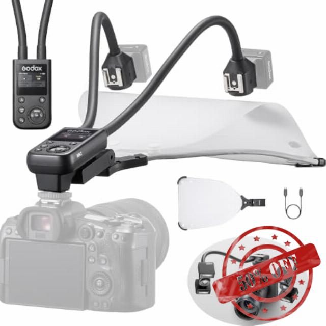Godox MA2 Flexible Macro Twin Light for Close-Up and Macro Photography                                                          Coaxial LED Modeling&Flash fill