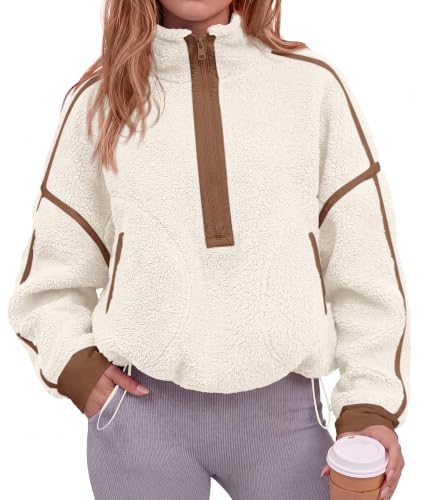 Mock Neck Loose Sweater Tops With Drawstring