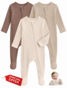 Unnivoll Viscose Bamboo Baby Pajamas Baby Sleepers Baby Boys Girls Clothes                                                          Footie Pajamas for Newborn 0-3 3-6 6-9 Months