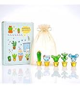 5PCS Hand Blown Glass Tulip Potted Plant Set, Miniature Flower Figurines for Desktop and Home Dec...