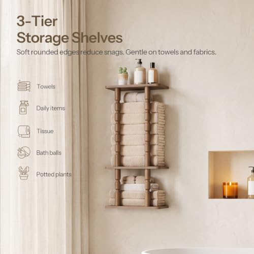 Bathroom Storage Organizer with Wooden Shelves