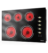 Disaenvir 30 Inch Electric Cooktop - 9000W Powerful 5 Burner Electric Stovetop, 220V Built-in Cer...