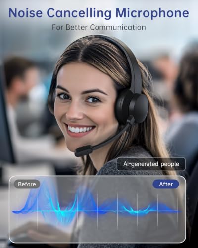 Wired Headphones with Mic USB Headset with Noise Cancelling Microphone