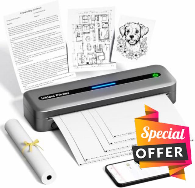 Wireless Inkless Thermal Printer