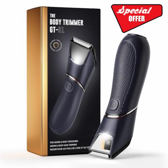 Body Hair Trimmer for Men: Mirror & LED Light