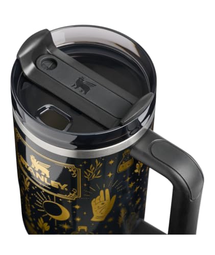Black Magic Handle and Straw | 3-Position Lid | Cup Holder Compatible for Travel | Insulated Stainless Steel Cup | BPA-Free