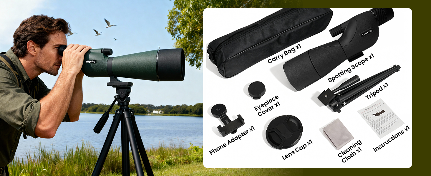 Spotting Scopes with Tripod and Phone Adapter, 25-75x60 HD Straight Spotting Scope Bag Spotter Scope