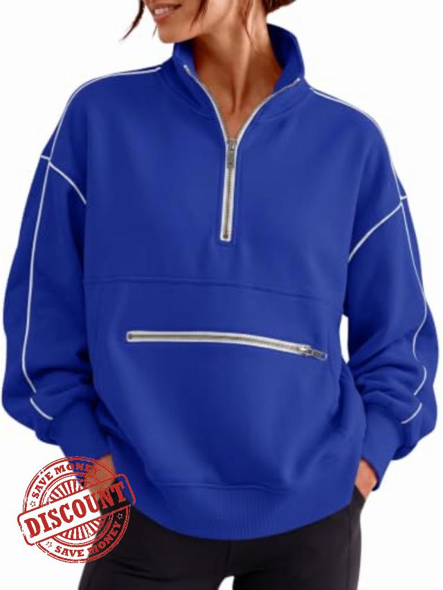 Yousify Womens Half Zip Sweatshirts Stand Collar Fall Crop Pullover Shirt                                                          Cropped Quarter Zippered