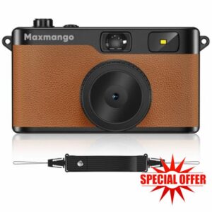 Maxmango D53 Vintage Digital Camera - Retro Digital Camera 12MP Screenless Vintage Camera Disposable Camera Replacement Includes 8GB SD Card-Brow