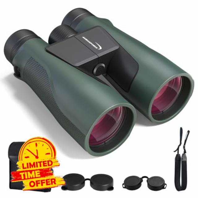 Aurosports 15x56 Binoculars for Adults High Powered for Bird Watching Green                                                          Low Light Vision
