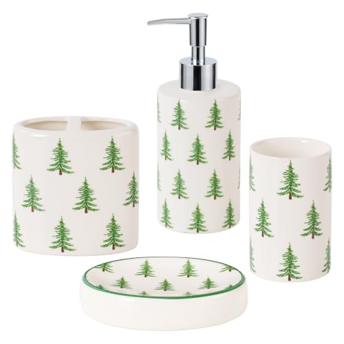 4 Piece Ceramic Bathroom Set with Lotion Dispenser