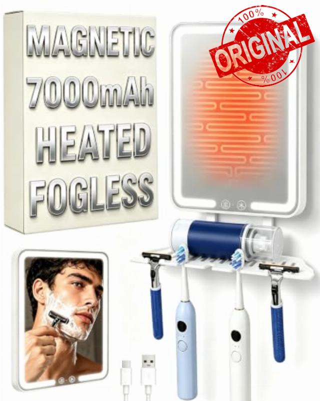 Large Battery Heated Shower Mirror Fogless For Shaving With Light 7000mAh Fogless Mirror For Shower