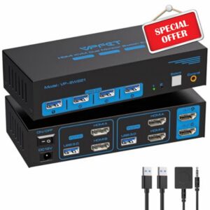 8K HDMI KVM Switch 2 Monitors 2 Computers