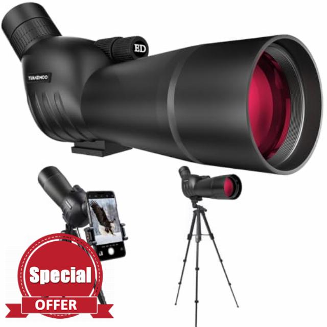 25-75 X 60 Spotting Scope with 40 inches Tripod Phone Adapter Monocular Telescope Spotting Scopes for Target Shooting Hunting Bird Watching Black