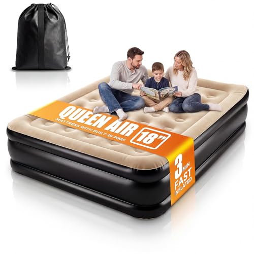 18" Raised Blow up AirBed Heavy-Duty 600lbs Support