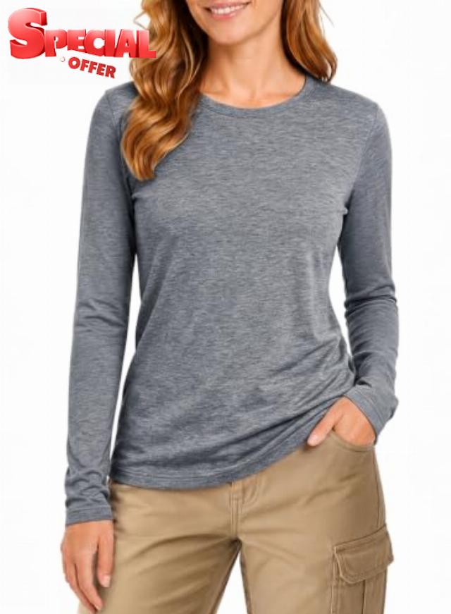 Merino Wool Base Layer Women Soft Basic Long Sleeve Thermal Shirts                                                          Breathable Warm Layer