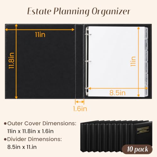 PU Leather 3 Ring Binder with 6 Pre-Printed Index Tabs