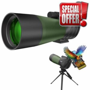 BIBIRE 25-75X60 Spotting Scope with Tripod Phone Adapter for Bird Watching                                                          FMC & BAK4 Prism Spotter Scope Waterproof Compact Spotting Scopes Monocular Telescope for Wildlife Viewing (Green)