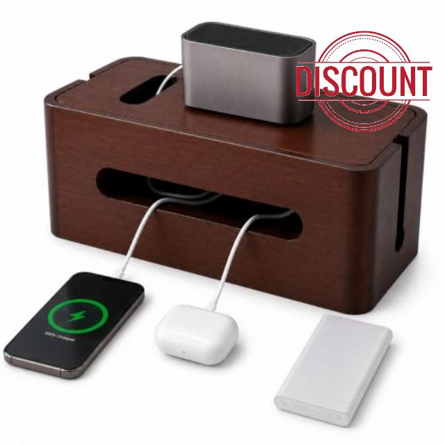 Large Wooden Cable Management Box