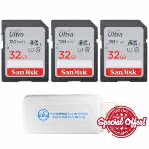 SanDisk 3 Pack 32GB Ultra SD Card for Digital Cameras SDSDUN4-032G-GN6IN                                                          For Burst Photography and Continuous Video Recording
