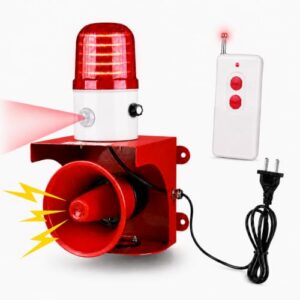 Outdoor Security Alarm with 130dB Adjustable Siren and LED Strobe Light