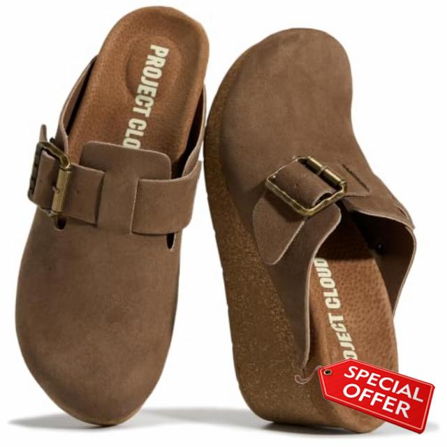 Project Cloud Genuine Leather Platform Clogs for Women - Womens Mules                                                          Non Slip Platform Womens Clogs Soft Insole Heeled Clogs & Mules for Women - Wedge Sandals Women Footwear Heeled Womens Shoes