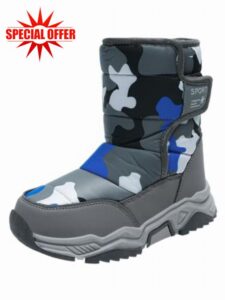 LUCKYLI Kids Snow Boots Waterproof 3M Insulated Boys Girls Winter Boots                                                          Waterproof 75D nylon upper