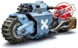 JOYTOY Warhammer 40K Space Wolves Raider-Pattern Combat Bike JT03769                                                          Fast Attack Motorcycle Featuring Dual Weapon System and Dynamic Sci-fi Display Presence.