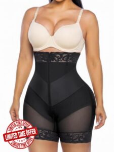 SHAPERX Tummy Control Shapewear Shorts Fajas Colombianas for Women                                                          V-Shaped Faja Body Shaper with Removable Straps