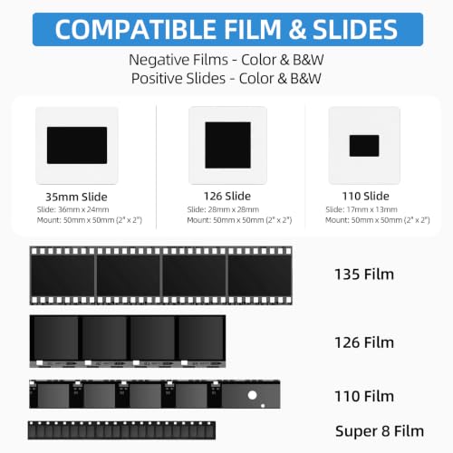 Converts 35mm Slides to Digital JPEG Photos Film Scanner for Color & B&W 135