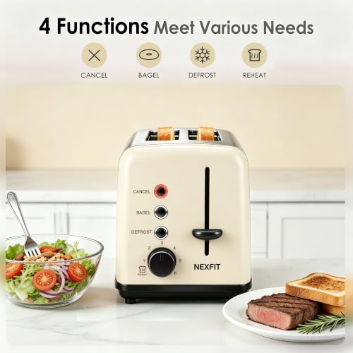 1.5" Extra Wide Slots NEXFIT Retro Toaster with Bagel