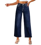 luvamia Straight Leg Jeans for Women Cropped Trendy Mid Rise Baggy Loose Distressed Casual Raw He...