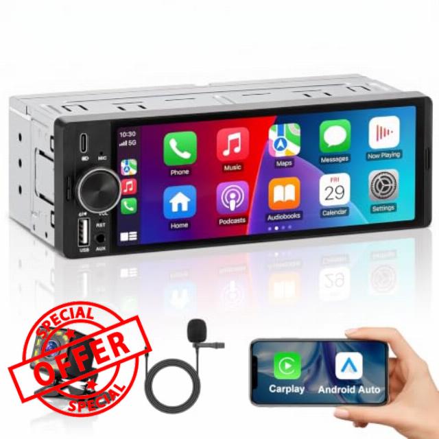 ESSGOO Single Din Radio Car Stereo with Wireless CarPlay & Android Auto                                                          6.36" InCell HD Touchscreen