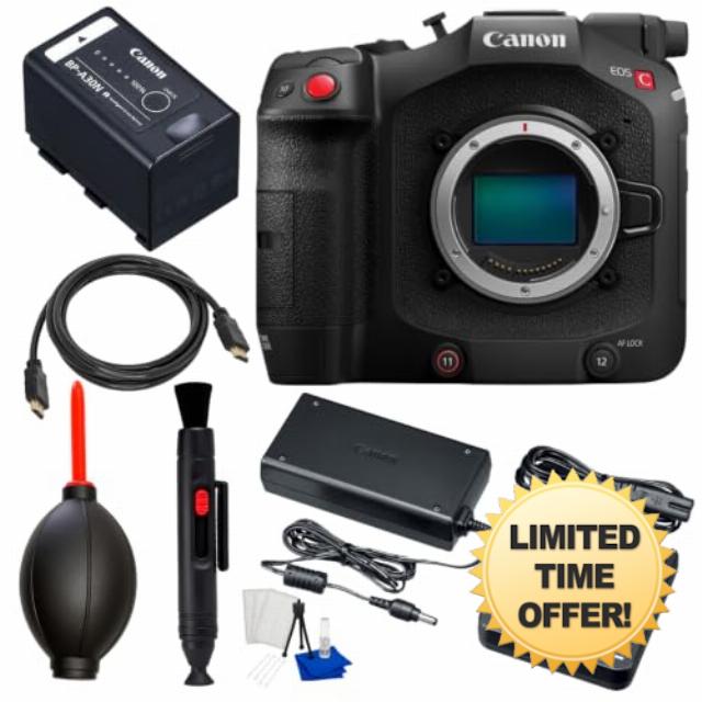 Canon EOS C80 6K Full-Frame Cinema Camera (RF Mount) with Lens Pen + Dust Blower + HDMI Cable + Camera Starter Kit & Many More (Renewed)