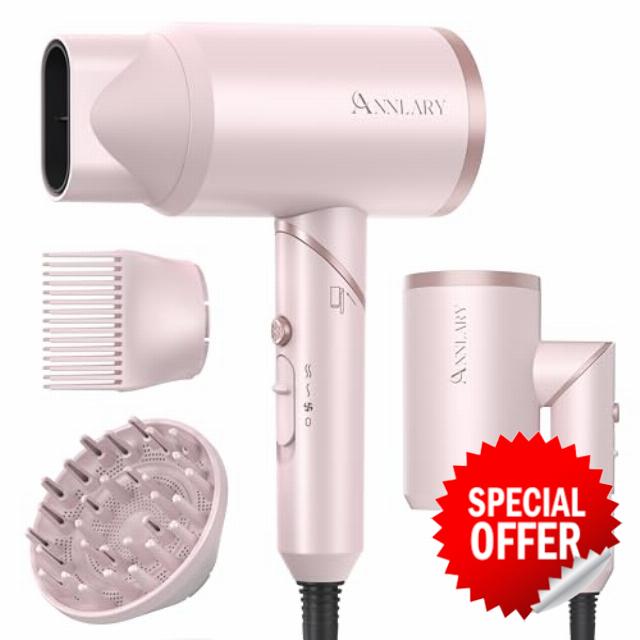ANNLARY Hair Dryer with Comb and Diffuser