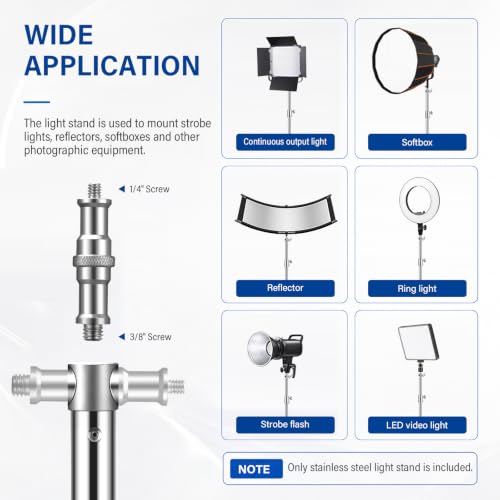 Photography C Stand & Adapter 2.8M Spring Cushioned Studio Stand with 1/4" to 3/8" Universal Adapter for Strobe Monolight