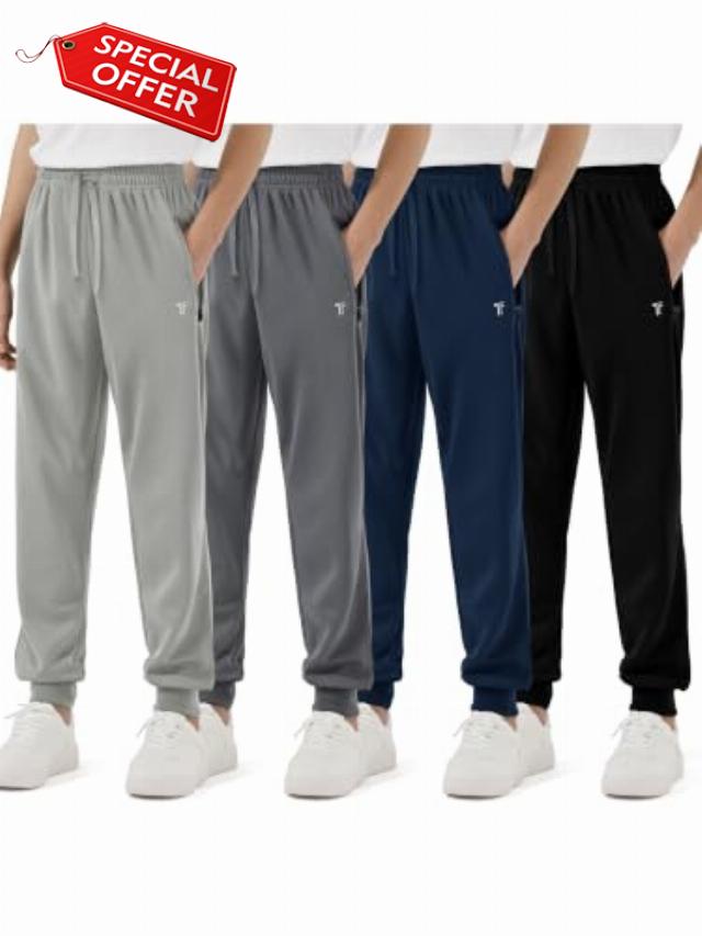 4 Pack Boys Mesh Athletic Pants with Zipper Pockets Boys Joggers                                                          Size 5 to 16
