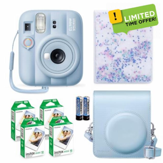 Fujifilm Instax Mini 13 Instant Camera Frost Blue + Fuji Film Value Pack (40 Sheets) + Tudak Accessories Bundle
