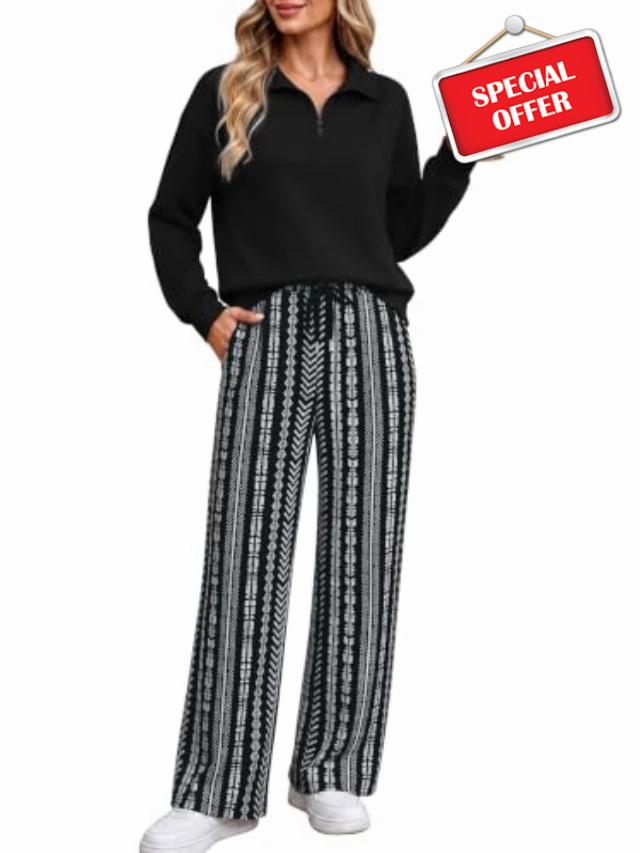Casly Lamiit 2 Piece Sets for Women Half Zip Lounge Sets Sweatsuits                                                          Long Sleeve Pullover Tops