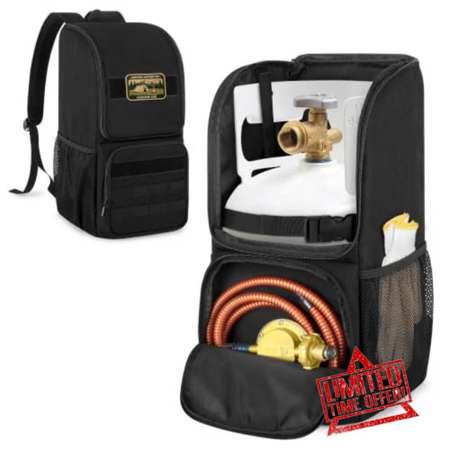 HODRANT Propane Tank Backpack with Bottom Plate for 5LB or 10LB Cylinders                                                          Padded Propane Tank Bag with Shoulder Straps