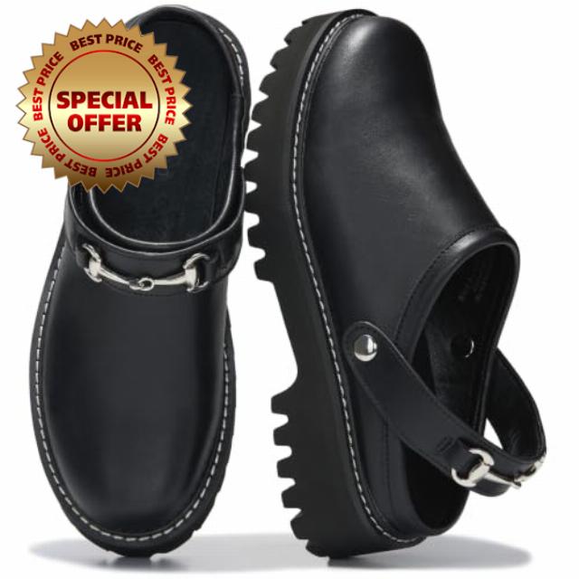 Genuine Leather Platform Clogs for Women - Lug Sole Slingback Womens Mules                                                          Genuine Leather & Memory Foam Insole Womens Clogs - Lightweight Slip On Shoes Women - Stylish Fall Shoes for Women Footwea