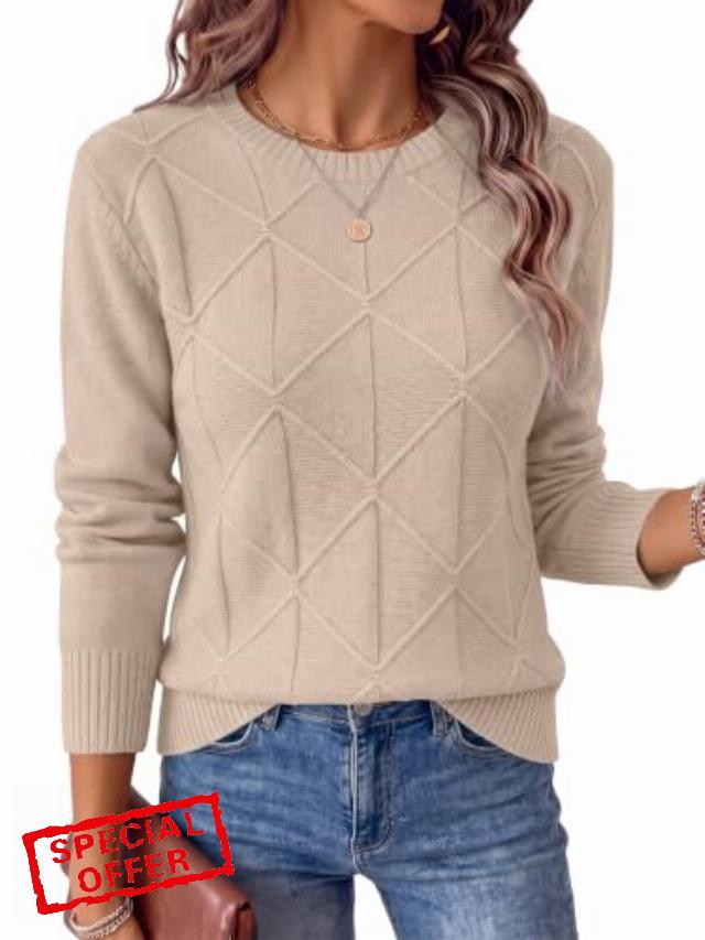 ANRABESS Women’s Fall Long Sleeve Argyle Knit Sweaters                                                          Soft Ribbed Knit Crewneck Pullover Tops