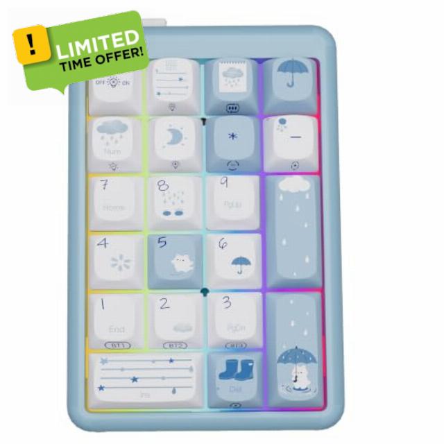 Mechanical Numeric Keypad Wireless Number Pad Silent Keyboard Blue                                                          PBT Keymap Softness of Eeach Button Hot Swappable Mini Keyboard Triple Mode Number Pad for Laptop