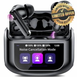 Active Noise Cancelling Ear Buds 48H Wireless Earbuds with Touch Screen                                                          HiFi Stereo Bluetooth Headphones with ENC Noise Cancelling/Transparency Mode